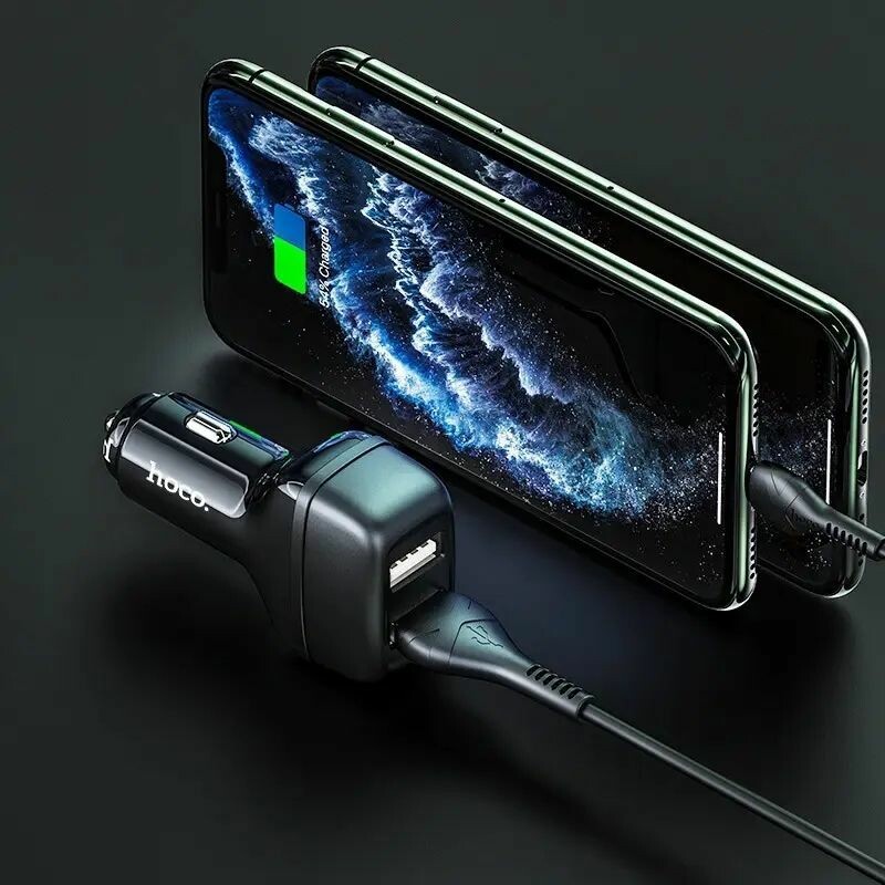 Автозарядка Hoco Leader 2USB 2.4A чёрная для автомобиля универсальная (Z36) - Зображення 2