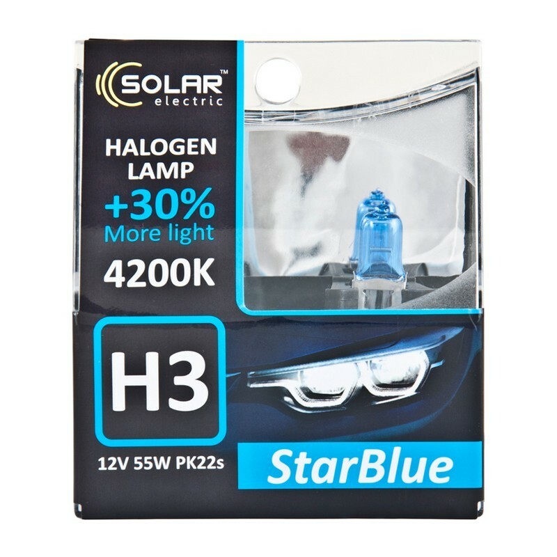 Галогенные автолампы Solar StarBlue H3 комплект 2 штуки (1243S2)