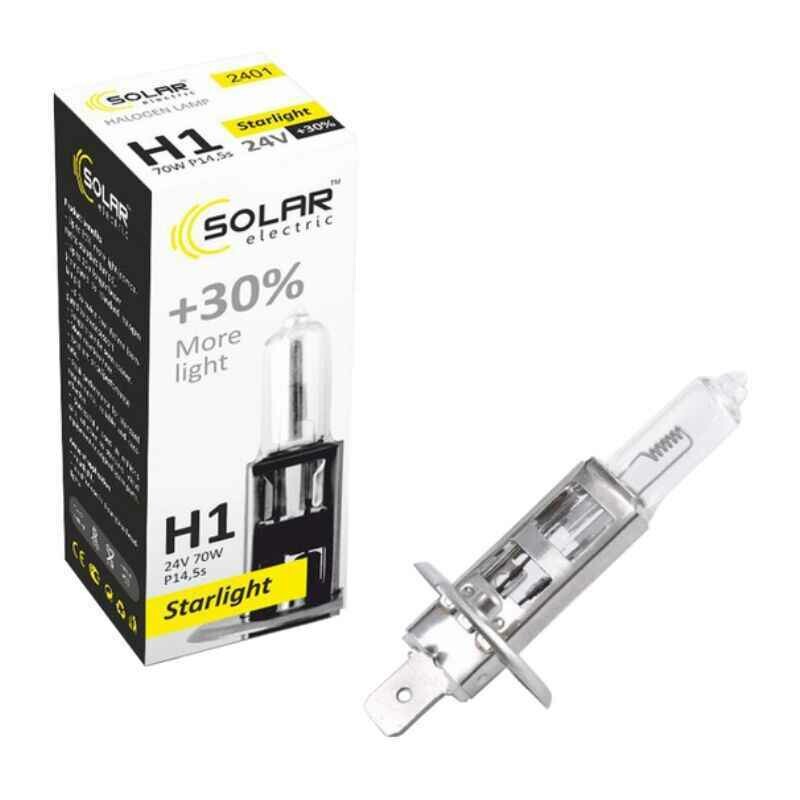 Галогеновая лампа Solar H1 24V повышенная яркость на 30 процентов 1 штука (2401)