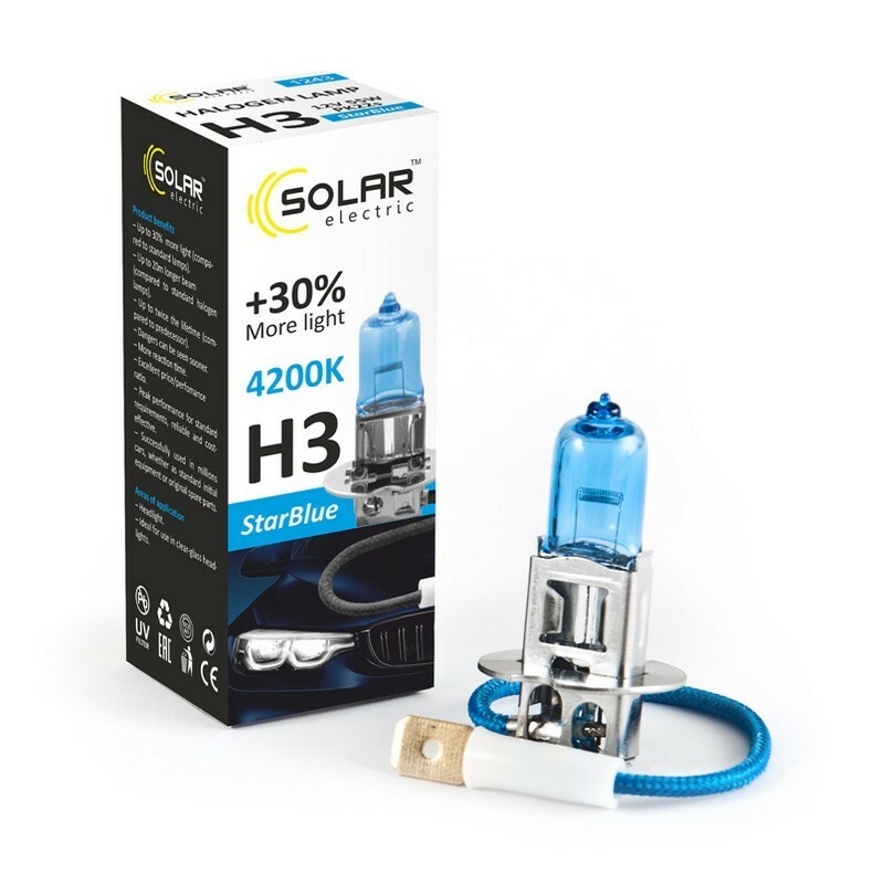 Галогеновая лампа Solar H3 StarBlue одна штука для авто (1243)