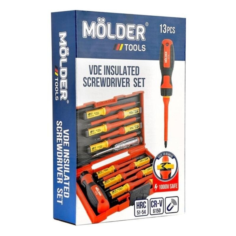 Диэлектрический набор изолированных отверток PH PZ SL Torx Molder CrV 6150 VDE 1000В с тестером 13шт (MT35213) - Зображення 5
