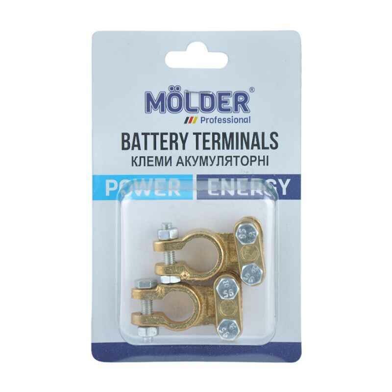 Аккумуляторные клеммы из латуни Molder вес 155г для авто аккумулятора (MA21160) - Зображення 1