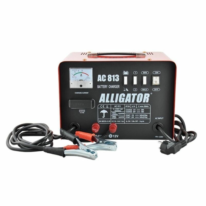 Пуско-зарядное устройство Alligator 12/24В 45А для аккумуляторов до 300А·ч пусковой ток 140А (AC813)
