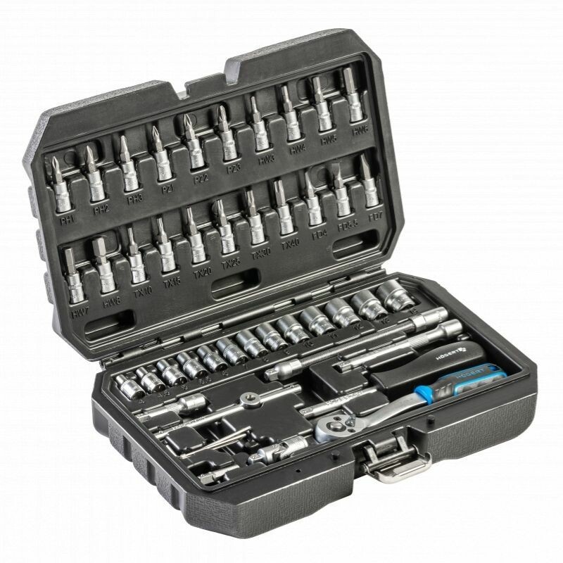 Набор инструментов 1/4" 46шт CrMo Hogert в кейсе (HT1R216)