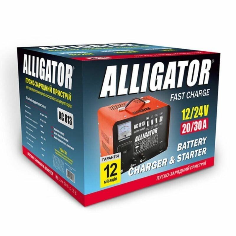 Пуско-зарядное устройство Alligator 12/24В 45А для аккумуляторов до 300А·ч пусковой ток 140А (AC813) - Зображення 3