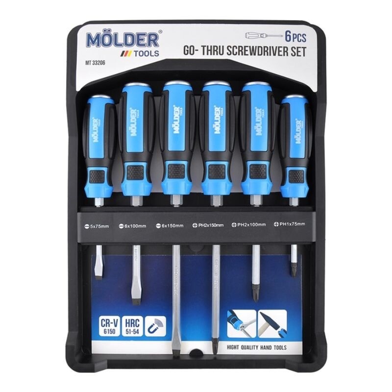 Ударный набор отверток PH SL Molder CrV 6150 с шестигранной опорой 6 штук (MT33206) - Зображення 3