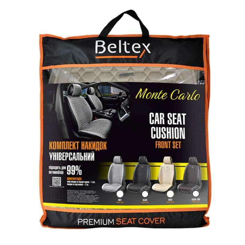 Комплект универсальных накидок Beltex Monte Carlo премиум для передних сидений авто бежевый 2+2 (BX81550) - Зображення 6