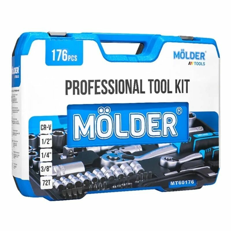 Набор инструментов 1/2" 1/4" 3/8" 176шт CrV Molder в кейсе (MT60176) - Изображение 8