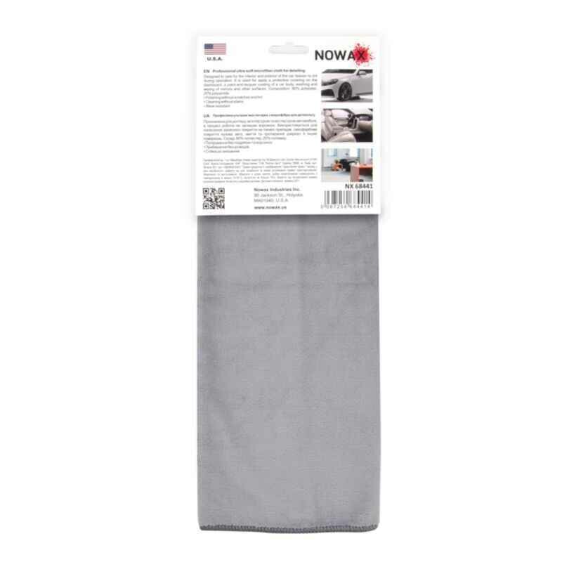 Салфетка для авто микрофибра 40х40см NOWAX серая 1шт (NX68441) - Зображення 1