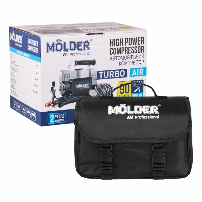 Двухпоршневой автокомпрессор MOLDER с спиральным шлангом 90л хв 10Атм 380Вт (MA25300) - Изображение 7