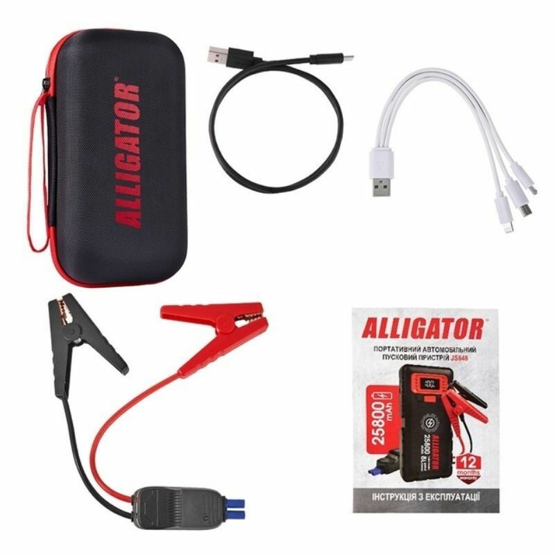 Пусковое устройство Alligator 800-1600А 20000mAh с Power Bank и LED-фонарём (JS843) - Зображення 2