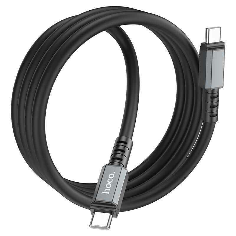Кабель синхронизации и зарядки Type-C на Type-C Hoco Strength 1м 60Вт 3А черный (x85-t/t) - Зображення 1