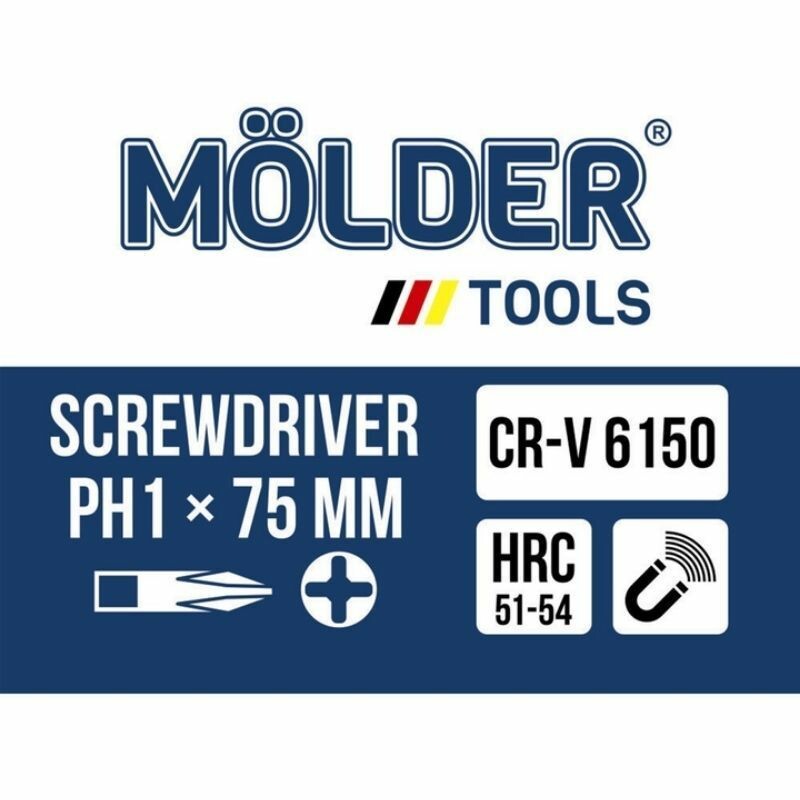 Крестовая отвертка PH1 75 мм от Molder артикул MT32104 (MT32104) - Зображення 1