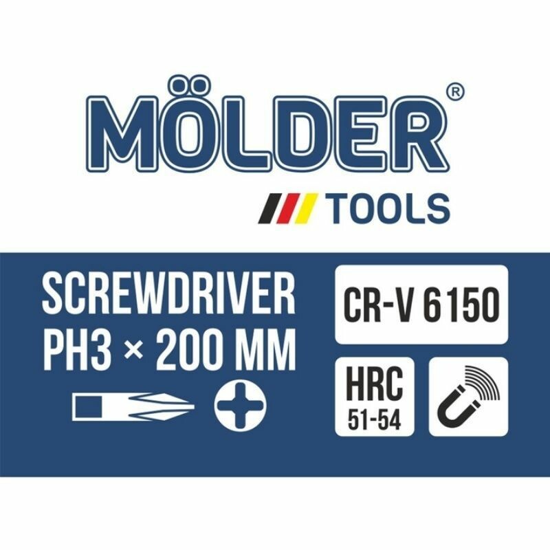 Крестовая ударная отвертка с шестигранным основанием Molder MT33107 - Зображення 1