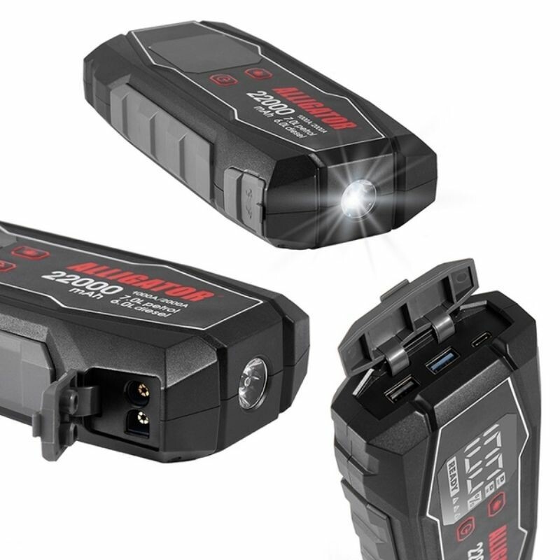 Пусковое устройство Alligator 1000-2000А 22000mAh с Power Bank и LED-фонарём (JS845) - Зображення 1