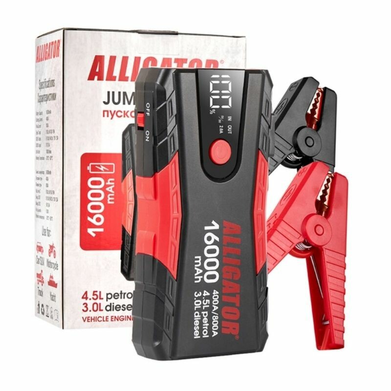 Пусковое устройство Alligator 400-800А 16000mAh с Power Bank и LED-фонарём (JS840) - Зображення 3