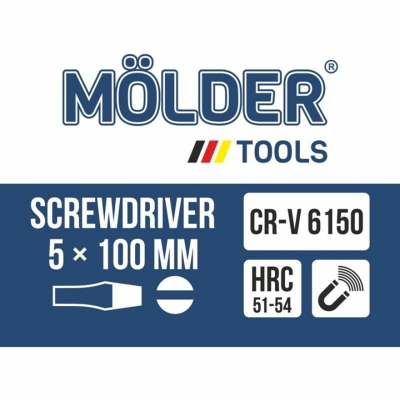 Ударная шлицевая отвертка с шестигранным основанием Molder MT33002 - Зображення 1
