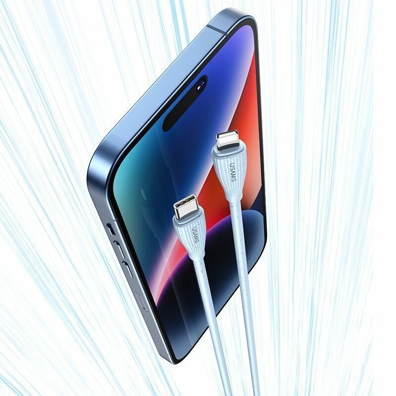 Зарядный кабель Type-C до Lightning 30Вт 1м 480Мбит синий Usams Green Series (SJ717USB03) - Изображение 3