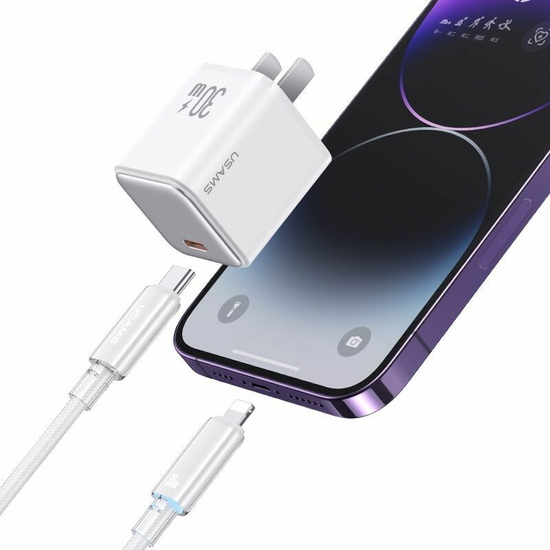 Зарядный кабель Type-C Lightning 30W 1.2м синий Usams Cloud Series для передачи данных (SJ659USB03) - Зображення 3