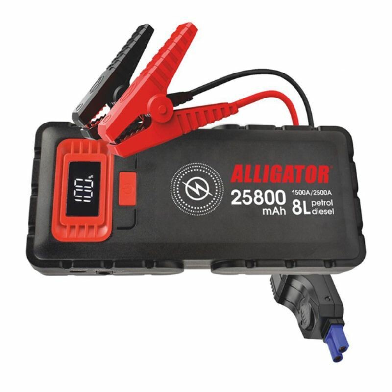 Пусковое устройство Alligator 1500-2500А 25800mAh с Power Bank, LED-фонарём и беспроводной зарядкой (JS848)