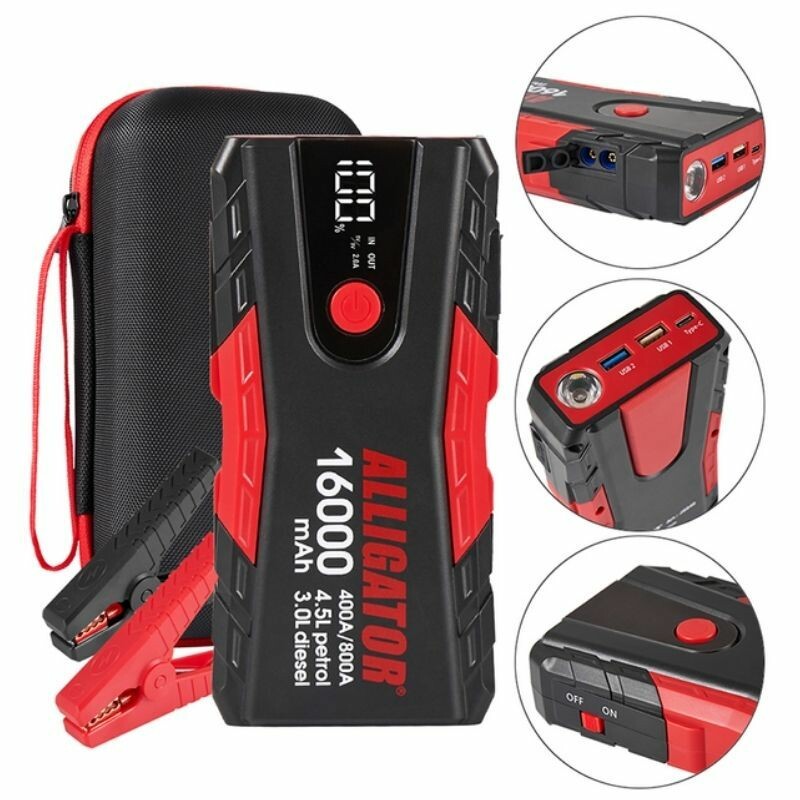 Пусковое устройство Alligator 400-800А 16000mAh с Power Bank и LED-фонарём (JS840) - Зображення 4