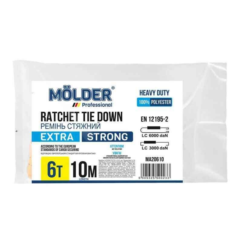 Стяжной ремень 6т 10м Molder с быстрозажимным замком (MA20610) - Зображення 4