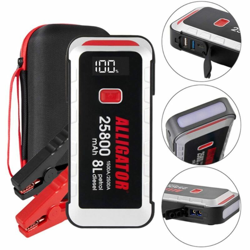 Пусковое устройство Alligator 1500-2500А 25800mAh с Power Bank и LED-фонарём (JS847) - Зображення 3