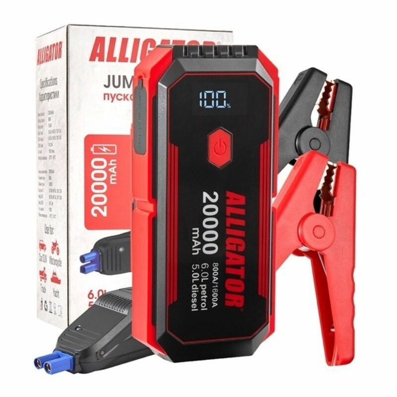 Пусковое устройство Alligator 800-1600А 20000mAh с Power Bank и LED-фонарём (JS843) - Зображення 3