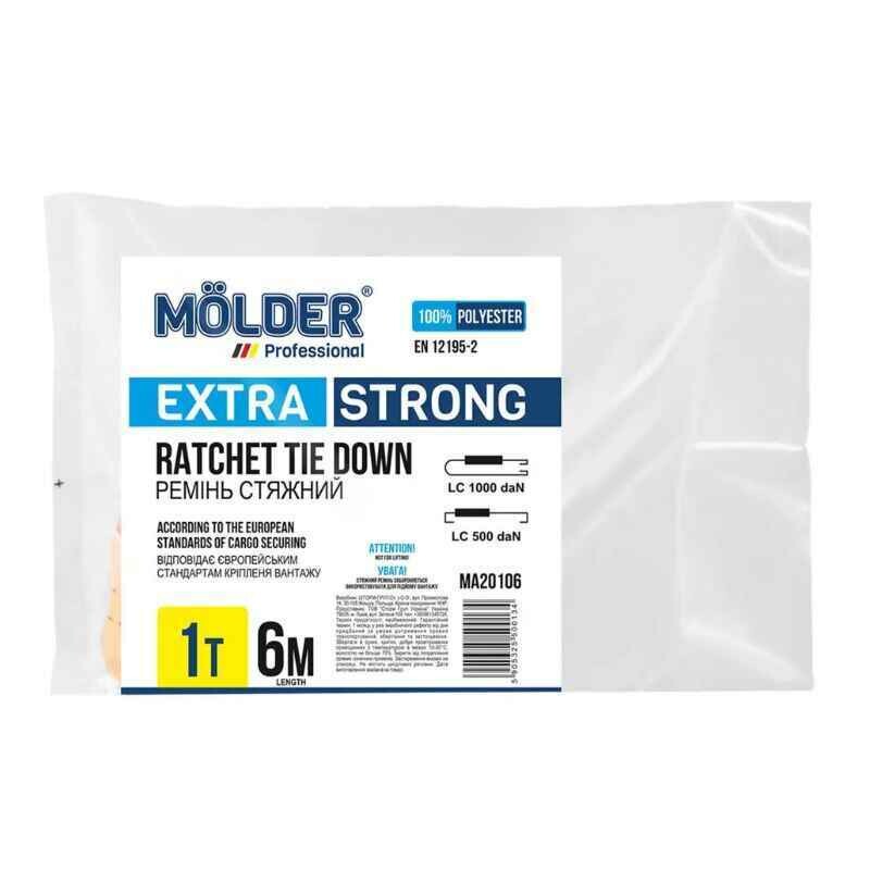 Стяжной ремень 1т 6м Molder с быстрозажимным замком (MA20106) - Зображення 4