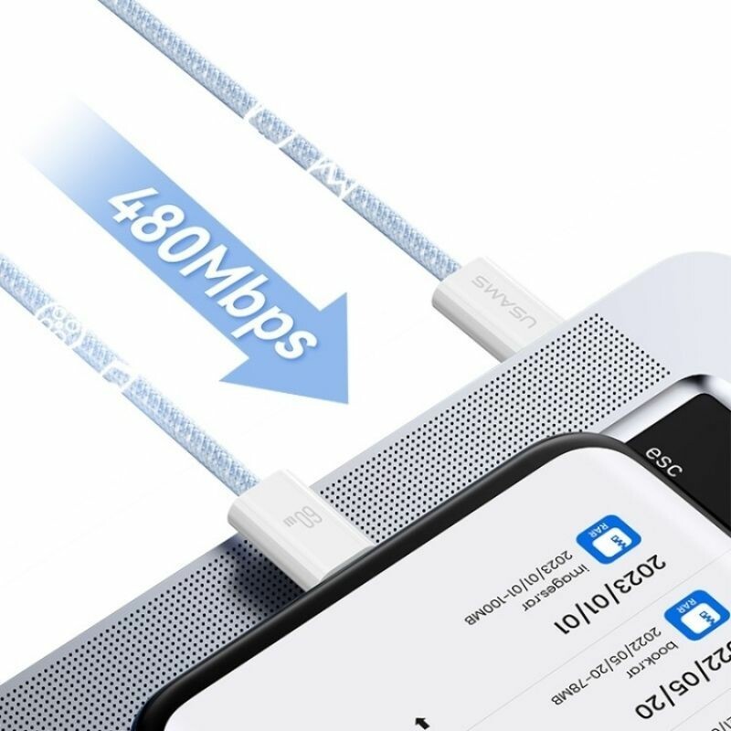 Кабель Type-C Lightning для зарядки и синхронизации 30W 1.2м 480Мб/сек белый Usams Rainbow (SJ657USB01) - Изображение 3
