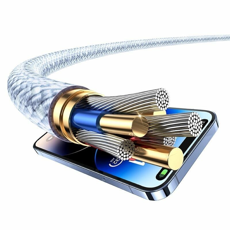 Кабель Type-C Lightning для зарядки и синхронизации 30W 1.2м 480Мб/сек белый Usams Rainbow (SJ657USB01) - Изображение 4