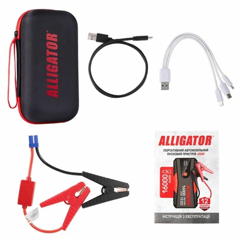 Пусковое устройство Alligator 400-800А 16000mAh с Power Bank и LED-фонарём (JS840) - Зображення 2