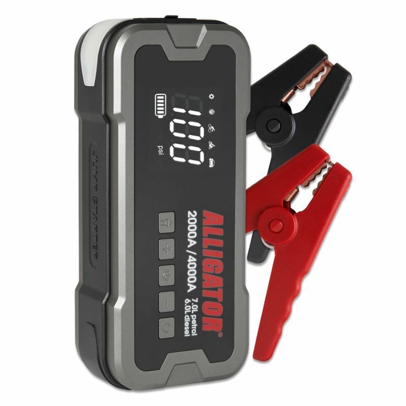 Бустер для авто Alligator Jump Starter 2000-4000А 24000mAh с компрессором 10 бар, Power Bank и LED-фонарём (JS850)
