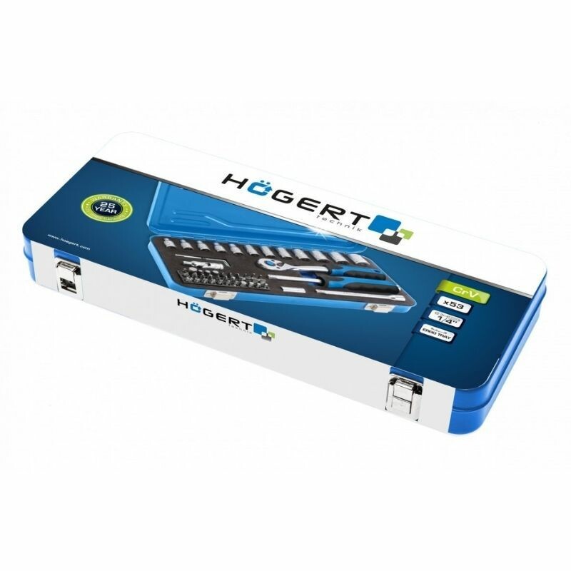 Набор инструментов 1/4" 53шт CrV CrMo Hogert в кейсе (HT1R485) - Зображення 6