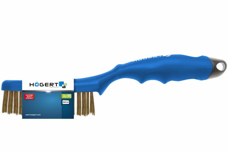 Щетка латунная проволочная четырехрядная Hogert HT3B623 для очистки металла - Зображення 1