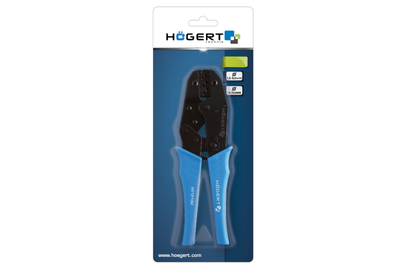 Клещи обжимные для клем 1.5-6.0 мм2 16-10 AWG Hogert артикул HT1P192 - Зображення 1