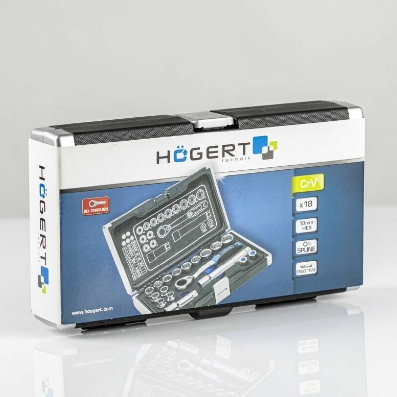 Набор инструментов 1/4" 3/8" 18шт CrV CrMo Hogert в кейсе (HT1R478) - Изображение 7