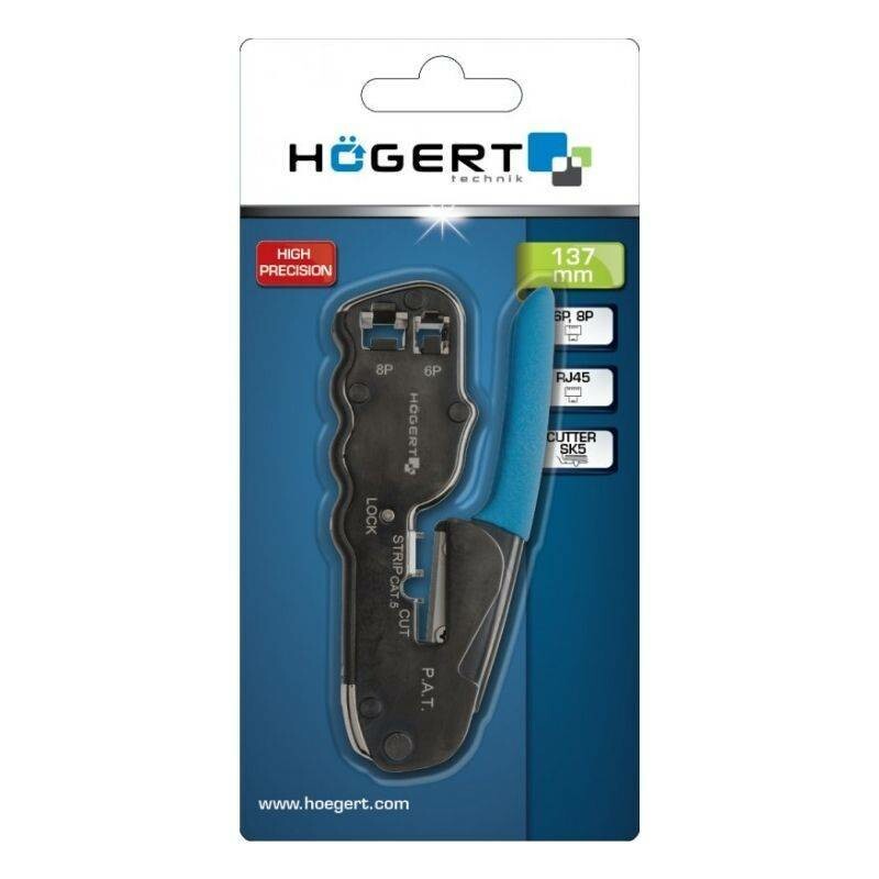 Обжимные клещи для телефонных разъемов 6P 8P RJ45 Hogert для проводов (HT1P172) - Зображення 5