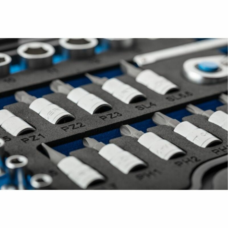 Набор инструментов 1/4" 34шт CrV CrMo Сталь S2 Hogert в кейсе (HT1R464) - Зображення 2