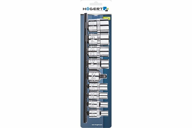 Набор торцевых головок Torx 1/4" 3/8" 9 элементов Hogert артикул HT1A884 - Изображение 4