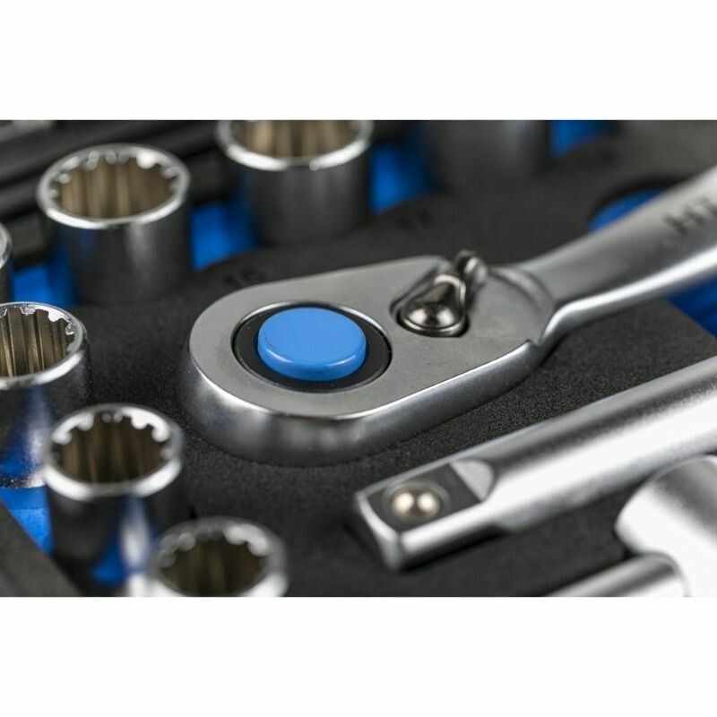 Набор инструментов 1/2" 1/4" 60шт CrV CrMo Сталь S2 Hogert в кейсе (HT1R470) - Зображення 1