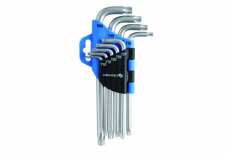 Г-образные ключи Torx Hogert CrV набор 9 штук для мастеров (HT1W814)