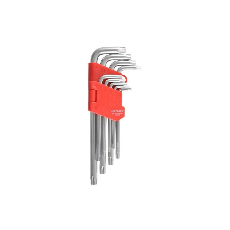 Набор Г-образных торцевых ключей Torx 9 штук с отворотом средний Carlife (WR2112) - Зображення 2
