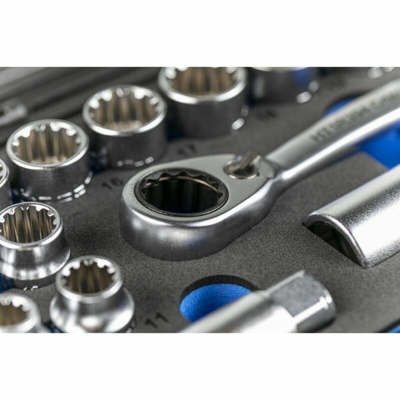 Набор инструментов 1/4" 3/8" 18шт CrV CrMo Hogert в кейсе (HT1R478) - Изображение 1