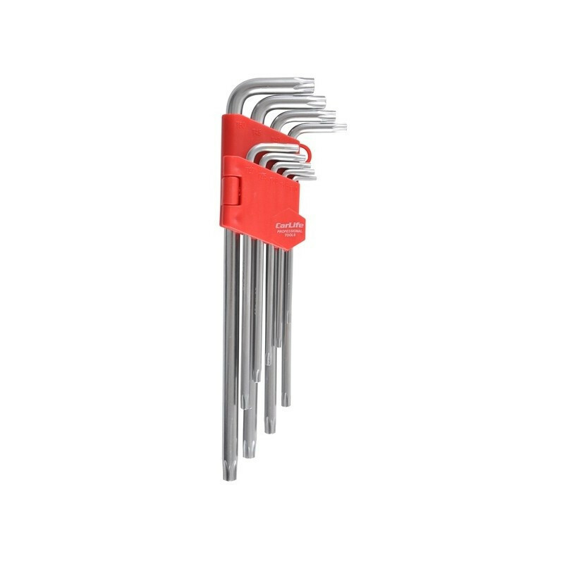 Длинный Г-образный набор Torx ключей с повертышем 9 штук Carlife артикул (WR2113) - Зображення 2