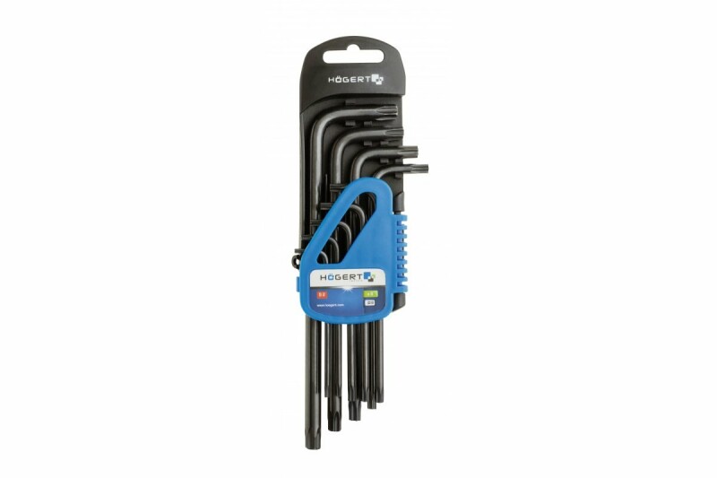 Комплект удлинённых TORX ключей Г-образной формы 9 штук Hogert (HT1W816)