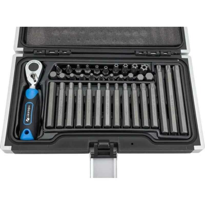 Набор бит 1/4 PH SL Torx HEX 37 штук с трещоткой 72 зубца Hogert (HT1R466) - Изображение 1