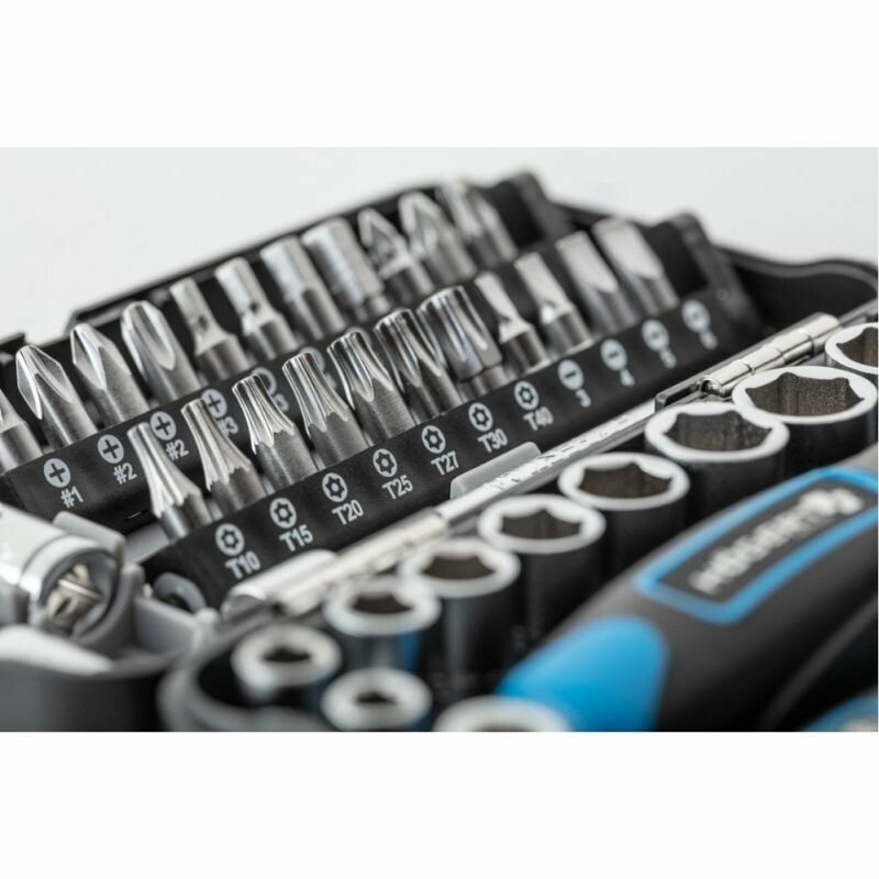 Набор инструментов 1/4" 38шт CrV CrMo Сталь S2 Hogert в кейсе (HT1R462) - Изображение 1