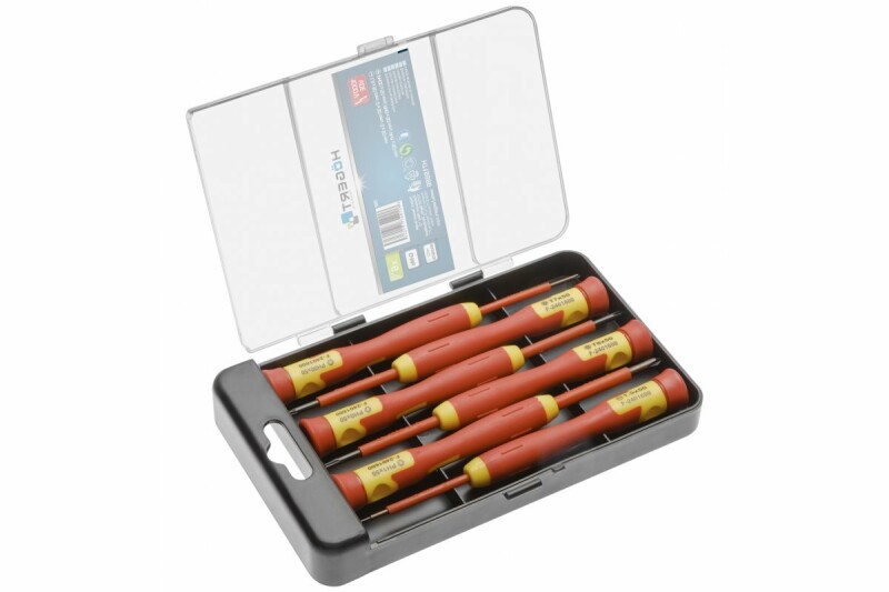 Комплект диэлектрических прецизионных отверток 1000V из стали Hogert HT1S986 - Зображення 1
