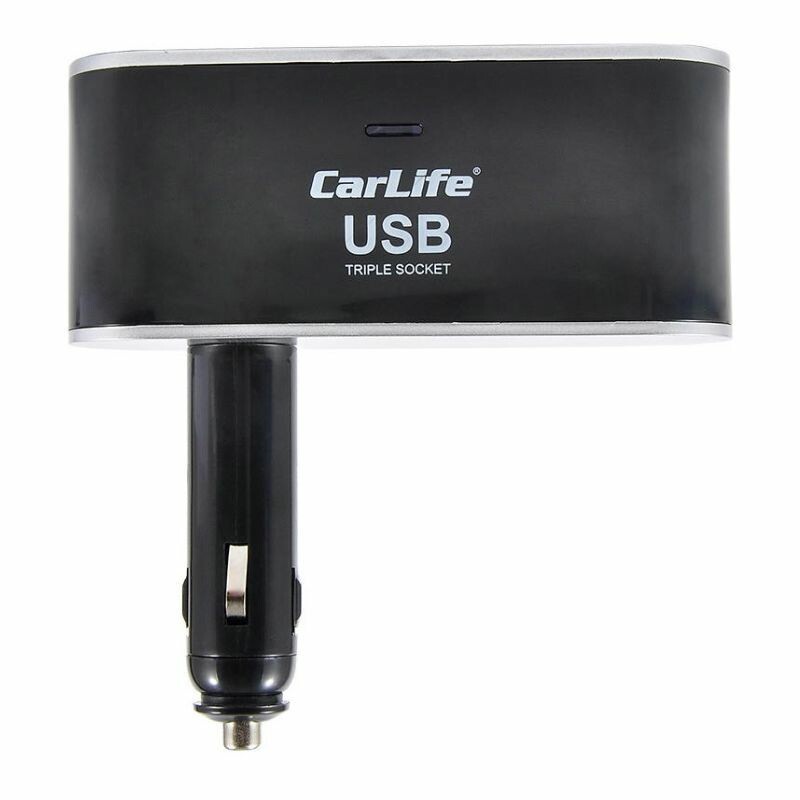 Автомобильный USB разветвитель прикуривателя 3 в 1 CarLife для авто электро приборов (CS302) - Зображення 1